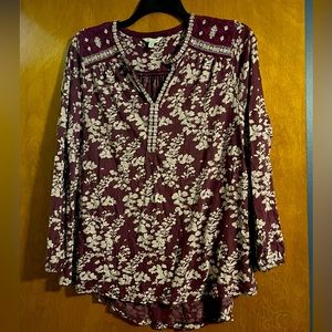 Lucky Brand 3/4 Sleeve Floral Top 2X